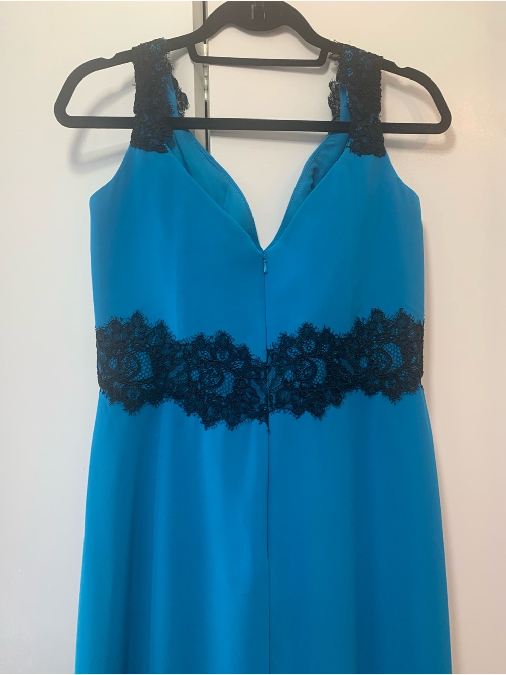 SORELLA VITA Size 14 Turquoise Maxi Dress with Black Lace Waist and Straps - Picture 7 of 8